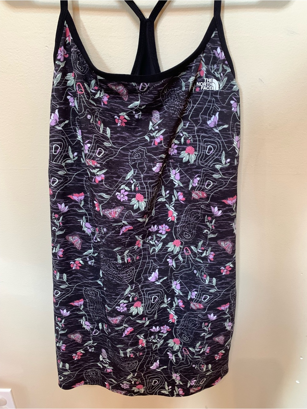 The North Face Black Floral Racerback Tank Dress with Pink & Mint Accents